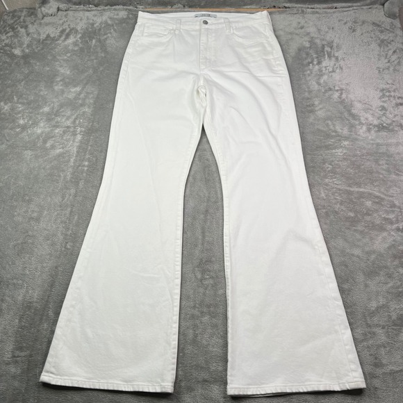 Joe's Jeans Denim - Joe's High-Rise Flare Jeans Womens 32 White Solid Stretch Denim Flare Leg